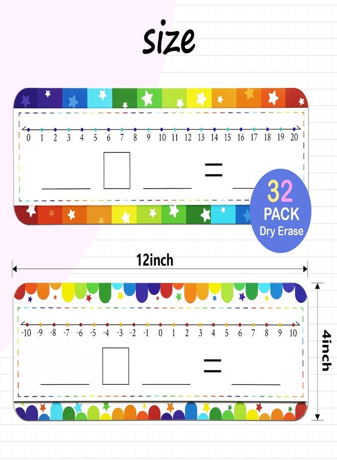CUDICY 32 Pack Number Line Dry Erase White Board Double Sided Classroom Must Haves Math Manipulatives Teacher Supplies for Kindergarten Elementary Special Education Students Homeschool 12"x4" - Image 5